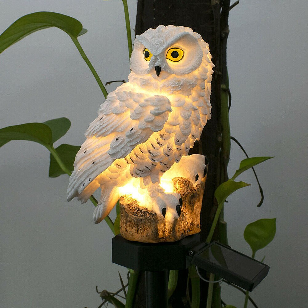 Lampe Solaire D'Extérieur Jardin LED Figurine Chouette Décorative de Balcon  2er