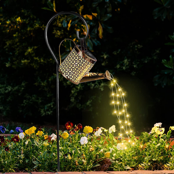 Arrosoir solaire avec guirlande lumineuse décorative de jardin