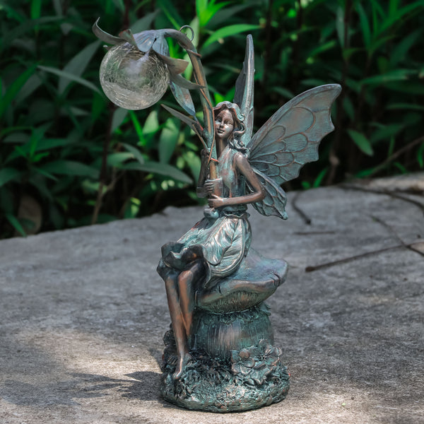 Décoration lumineuse solaire de jardin, forme statue de Fée, Déco Solaire