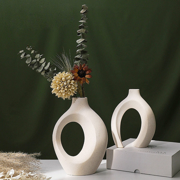 Duo de Vase en Céramique de Style Nordique Contemporain
